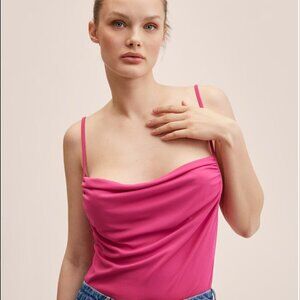 MANGO Fuchsia Cowl Neck Top SZ Medium NEW WITH TAG!
